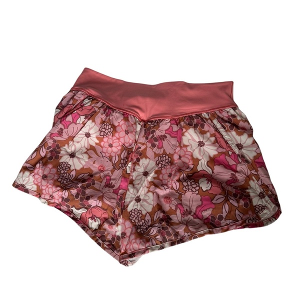 Aerie Floral Pink and Brown Athletic Shorts NWT - Picture 3 of 7